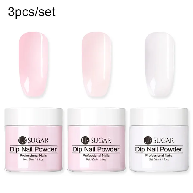 3pcs set 3 Ur Sugar 30 мл Dip пудра для ногтей с блестками пигмент градиентный французский хром маникюр Дизайн ногтей погружение пыли порошок без лампы лечения - Цвет: 3pcs set 3