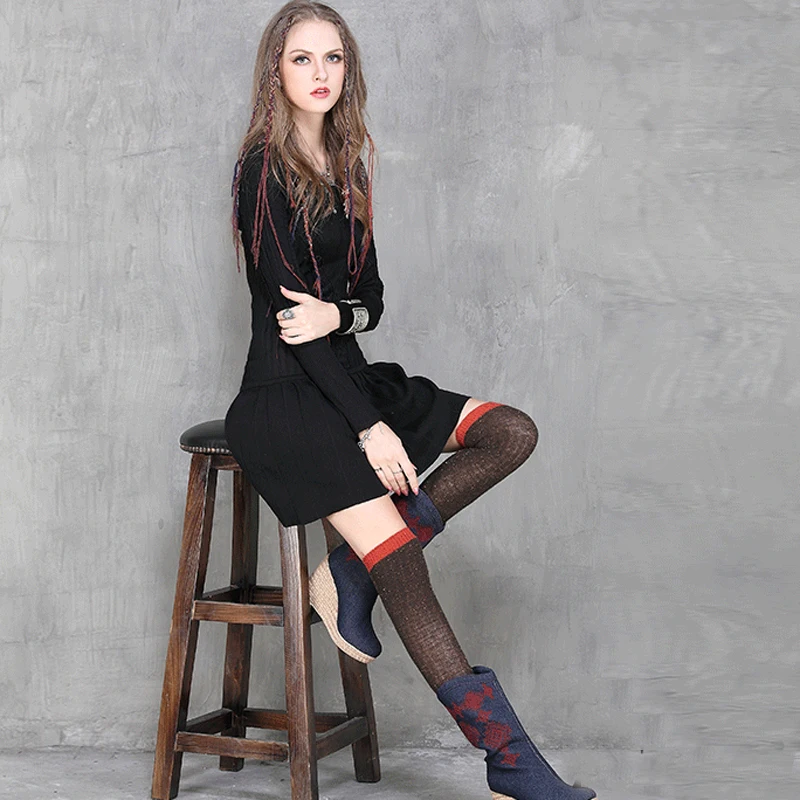 Женское платье 2017 Yuzi новые винтажные облегающие вязаные платья с длинным рукавом