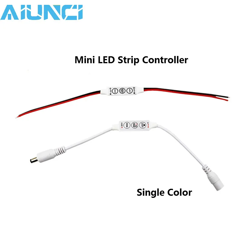 Светодиодные ленты одного Цвет контроллер DC12V Mini 3 клавиши для 5050 3528