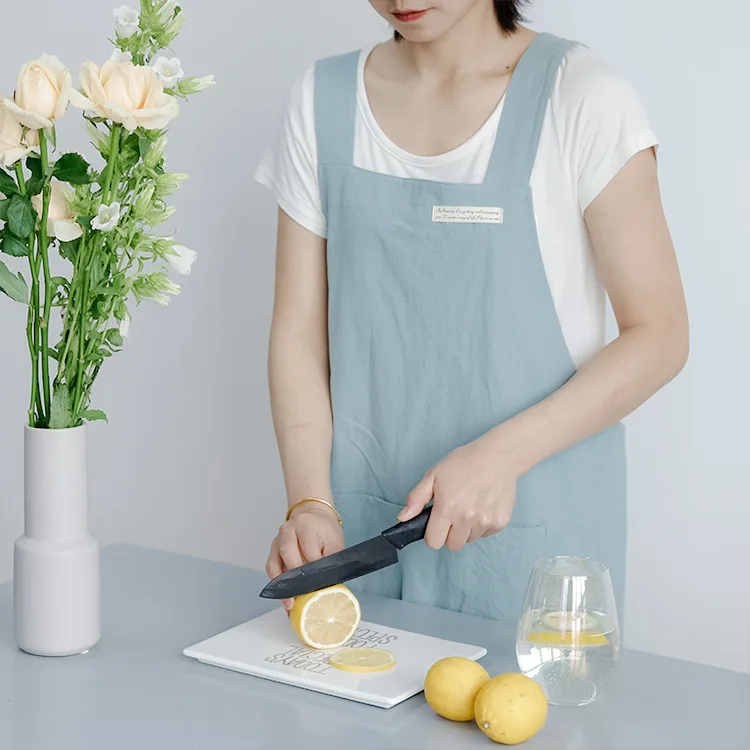 5 Вечерние платья кулинарный хлопковый льняной кухонный фартук для женщины шеф-повара кафе цветочный фартук для магазина выпечки ресторана Pinafore bib - Цвет: 5