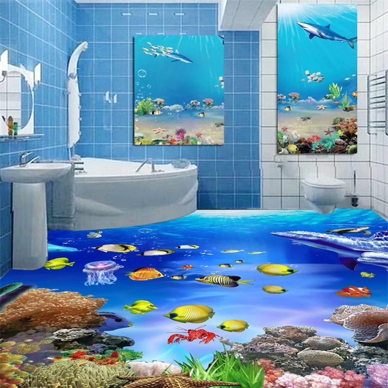 Beibehang фото обои для пола стены на заказ подводный мир тропическая рыба Гостиная