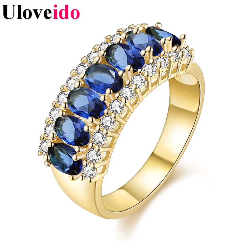 Uloveido продажи золота Цвет Кристалл женский горный хрусталь кольца для женщин