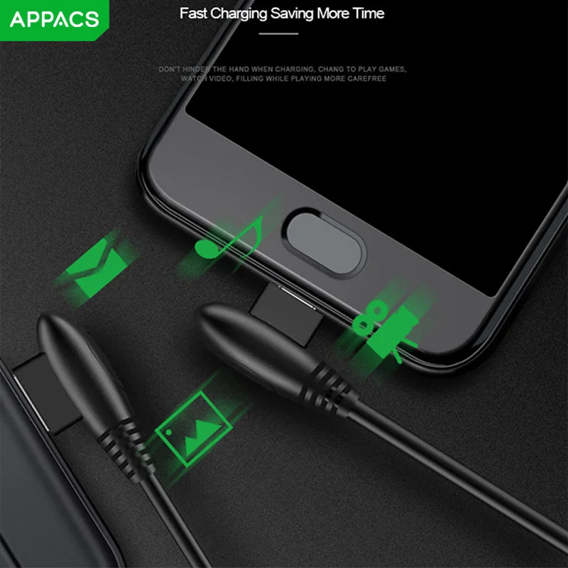APPACS USB Type C 90 градусов быстрая зарядка кабель L c для передачи данных зарядное