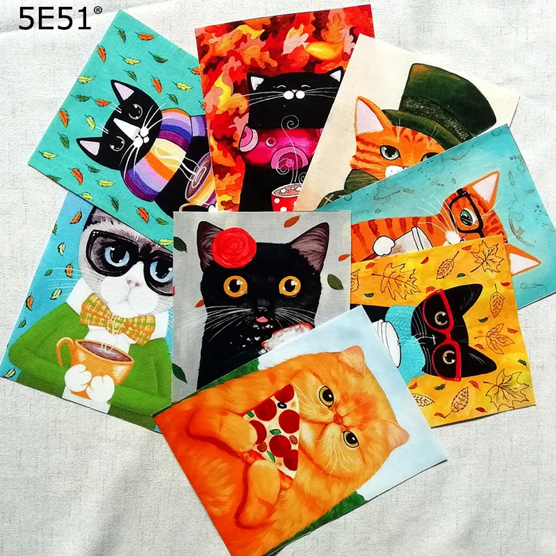 

Positioning room coffee house decoration cotton canvas / dessert cat hand dye painting 15*20