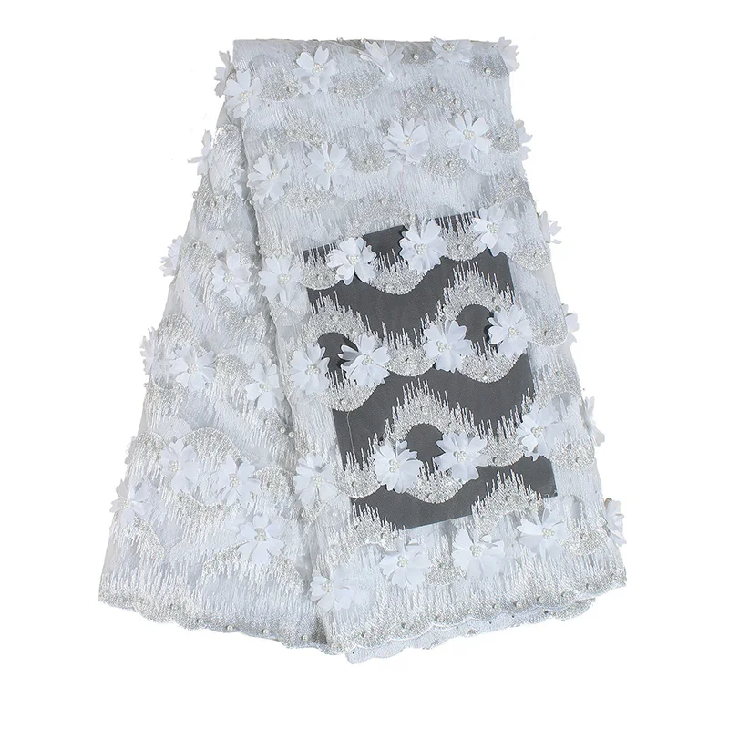 Новинка французская Тюлевая ткань ручной работы кружевные 3D Цветочные бусины и