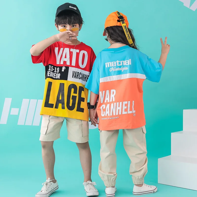 Детская одежда в стиле хип хоп костюм для танцев девочек свободная толстовка