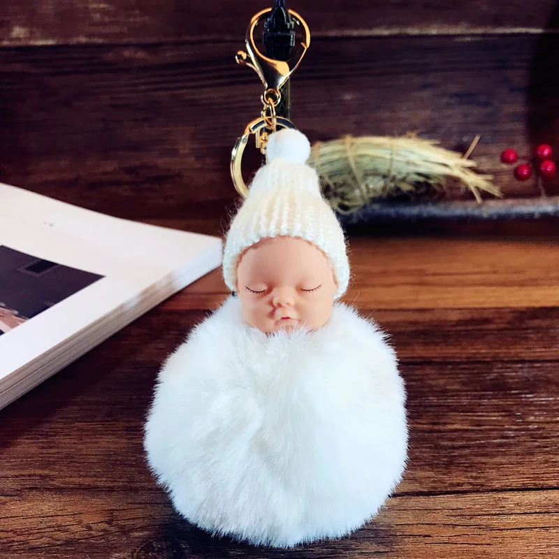 Женский меховой брелок с помпоном плюшевый животным принтом модный для телефона