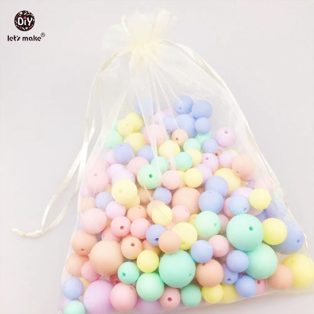 Let's make Baby Teether 200 шт силиконовый жевательный бисер конфетного цвета набор ожерелье без БФА силиконовый детский душ подарок силиконовый Прорезыватель