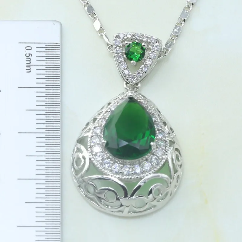 Otogo Transing серебряный цвет Ювелирные наборы зеленый клолор Топ кубический цирконий