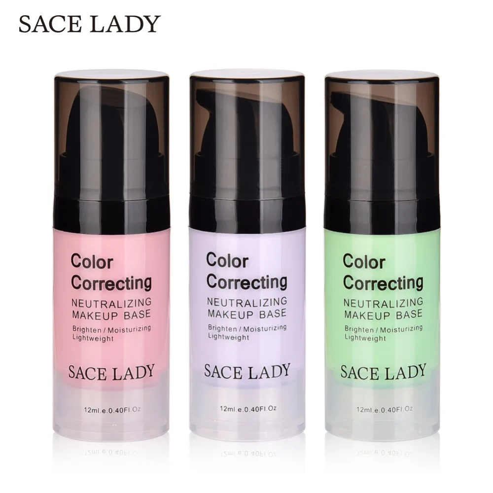 SACE LADY Праймер-корректор для лица, основа для макияжа, 12 мл, корректирующий цвет лица, крем, натуральный консилер, макияж, увлажняющий, косметический