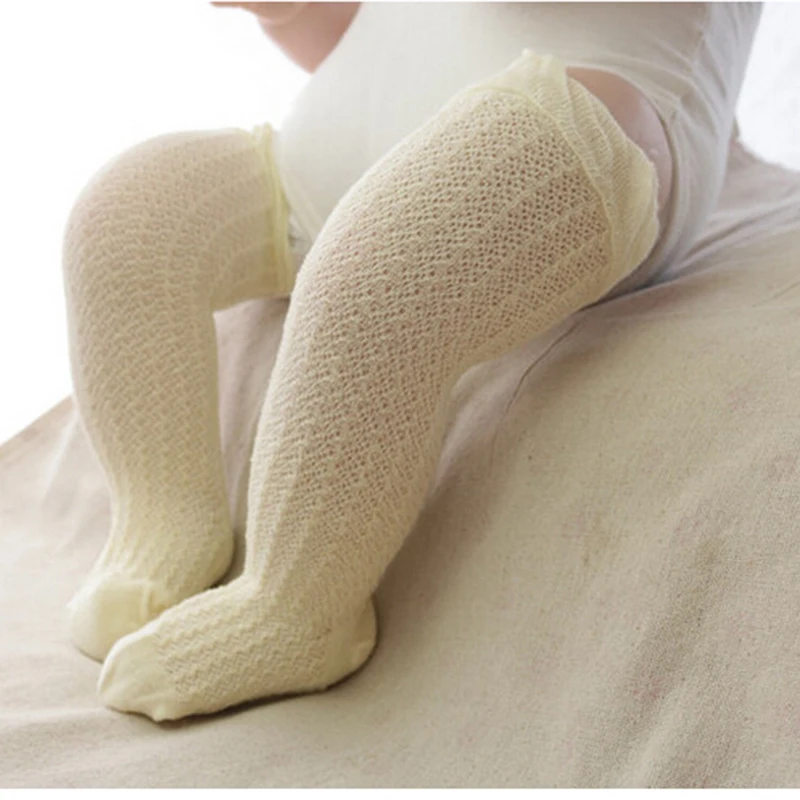 Кружевные чулки для маленьких девочек летние хлопковые носки однотонные