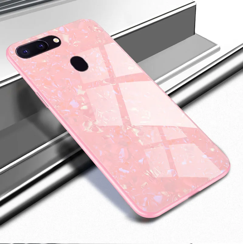 Роскошные закаленное Стекло чехол для OPPO A1 A3S A5 A77 A79 AX7 A9 A9X F3 F9 F11 R9 R9S R11 R11S плюс R15 R17 Pro в виде ракушки Мягкая обложка
