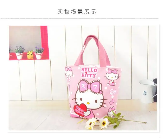 Kawaii розовый hello kitty Холст Ланч мешок основной 22*25*9 см mochila для девочек Подарки