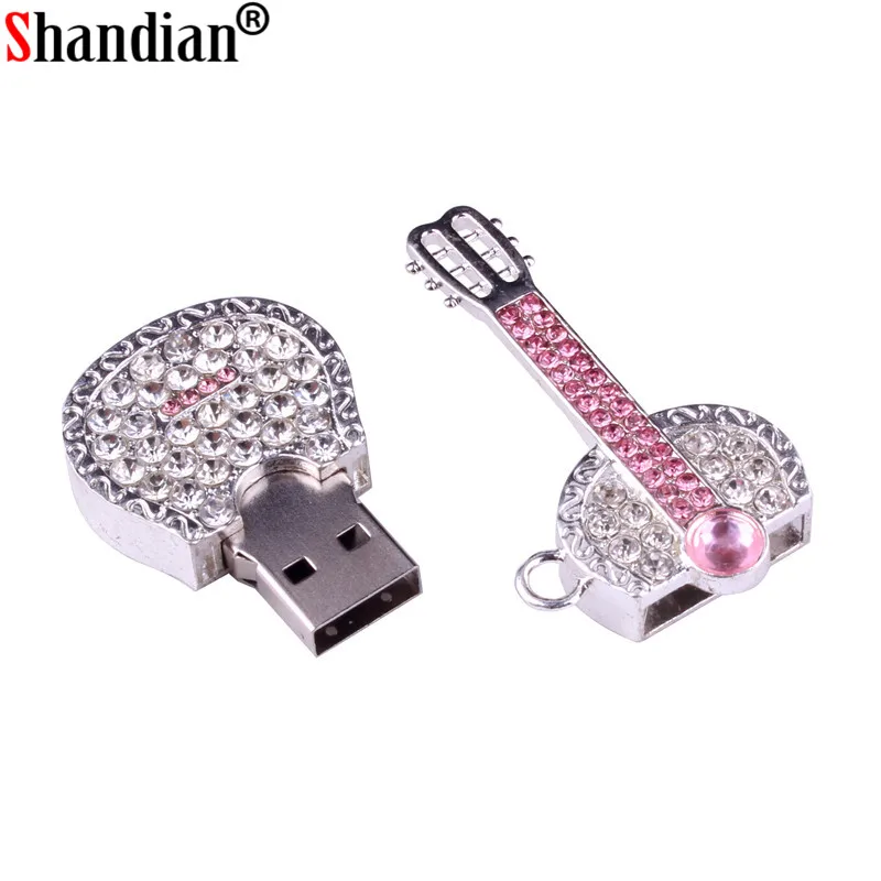 SHANDIAN гитара с отделкой кристаллами USB 2,0 Usb флеш-накопитель карты памяти U диск 4 ГБ 8 ГБ 16 ГБ 32 ГБ 64 Гб флешки роскошный музыкальный инструмент