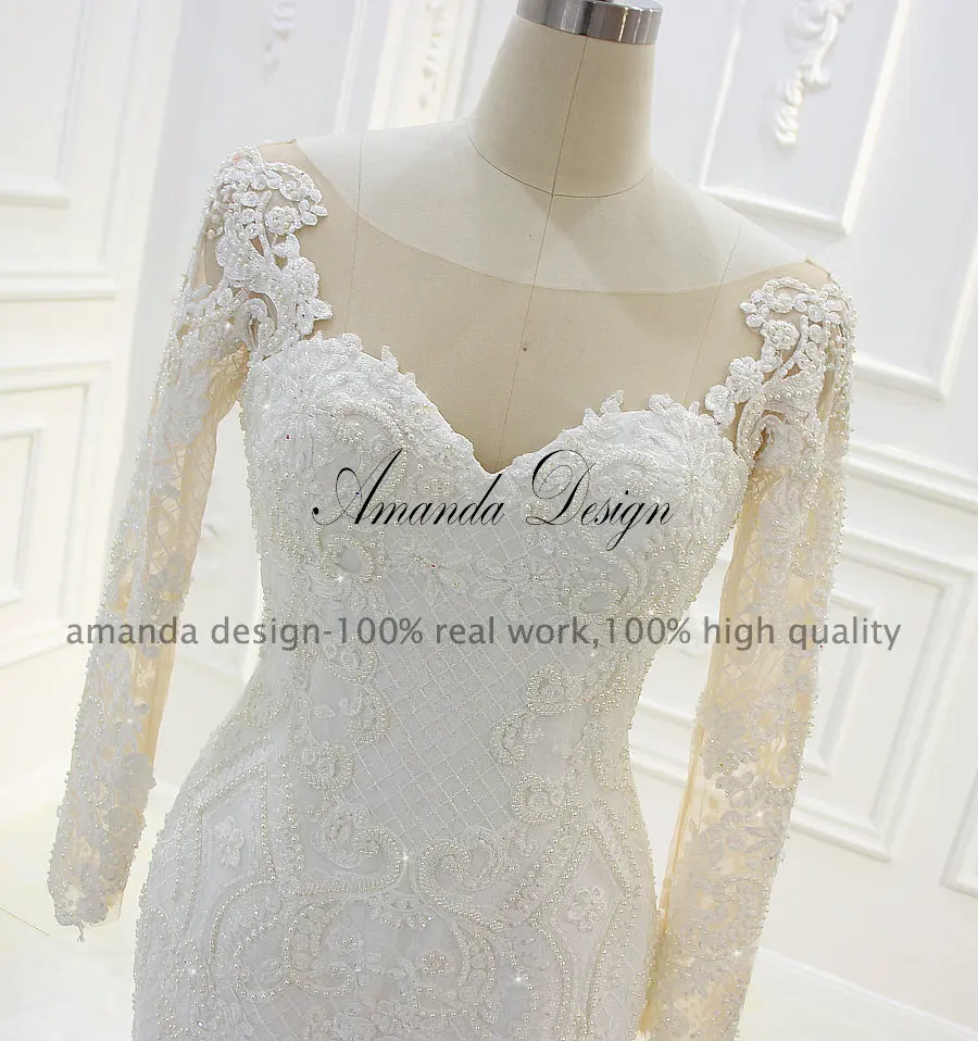 Роскошное Свадебное платье с длинными рукавами и открытой спиной Amanda Design