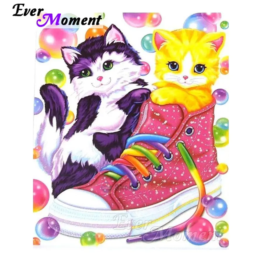Алмазная живопись с изображением кошек в обуви 5D мозаика для творчества