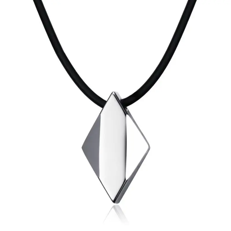 Мужское ожерелье чокер из карбида вольфрама с ромбовидным кулоном черная