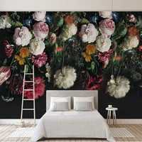 custom photo wallpapers 3d european style retro rose flower mural wall cloth brdroom backdrop wall home decor 3d wall painting