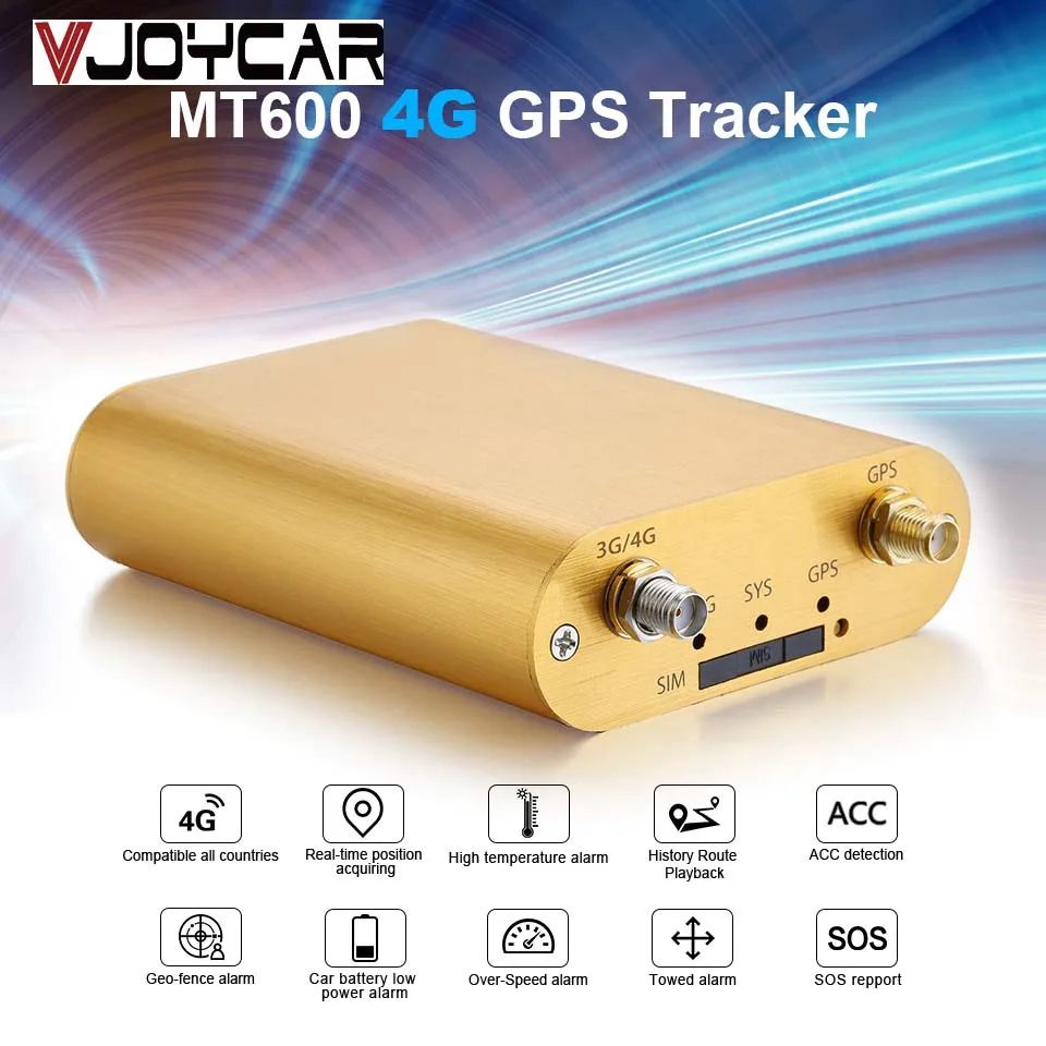 Автомобильный GPS трекер VJOYCAR 4G MT600 с поддержкой 2G 3G локатор для отслеживания в