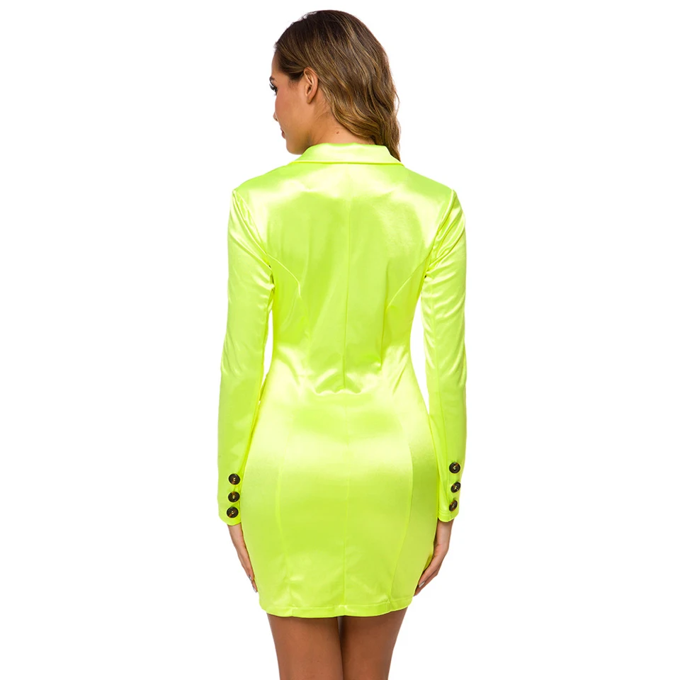 Женское офисное платье блейзер Karlofea элегантное облегающее неонового цвета