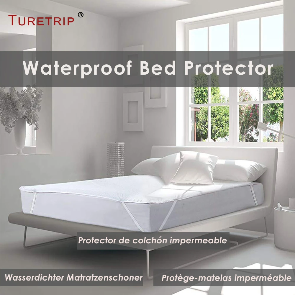 Водостойкая простыня Turetrip из хлопка и махровой ткани подходит для наматрасников