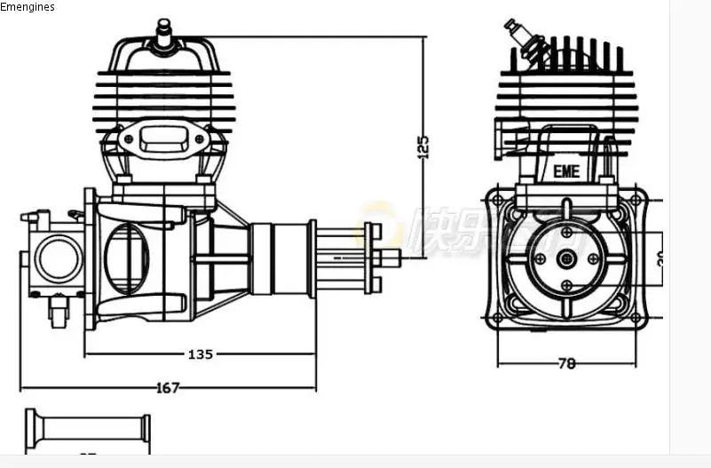 EME70 70CC бензиновый двигатель для RC AIRPLANEMODEL, двухцилиндровый бензин, EME 70, EME-70, с или без стартера