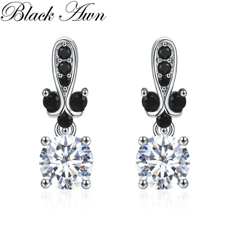 Black Awn, новинка, милые 925 пробы, серебро, черная шпинель, трендовые серьги для помолвки для женщин, хорошее ювелирное изделие, подарок, Bijoux I143