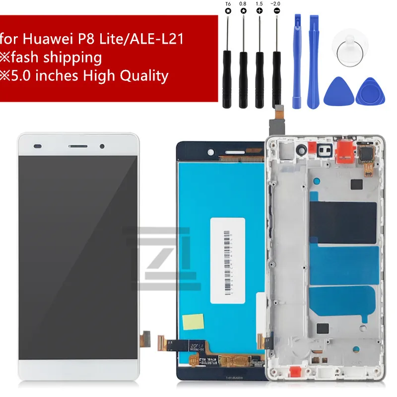

LCD For HUAWEI P8 Lite Display Touch Screen Digitizer assembly LCD For HUAWEI P8 Lite Display ALE-L21 P8LITE L04 with frame