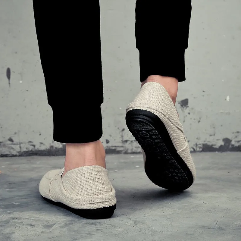 Туфли мужские летние пеньковые эспадрильи дышащие повседневные лоферы