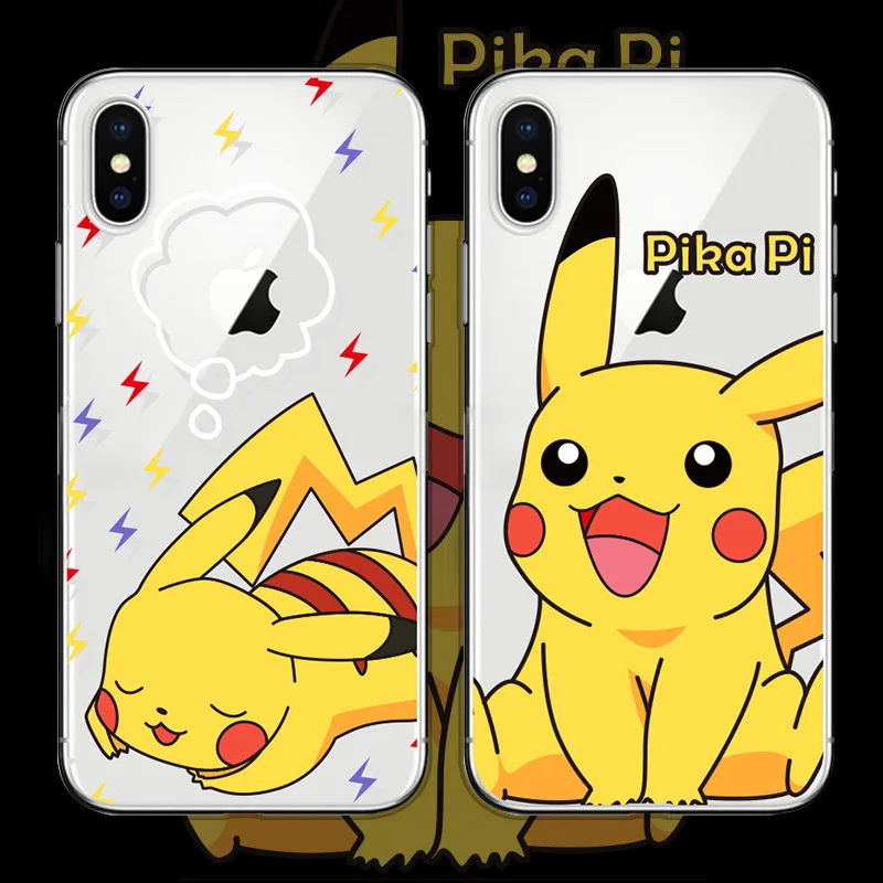 Japanese Kawaii Pokemons cute anime phone case For coque iphone 7 8 puls 6s plus XS max silicon shell for cover X XR |