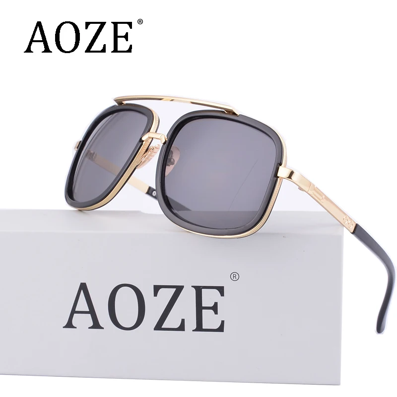AOZE негабаритных ретро бренд стимпанк Солнцезащитные очки UV400 для мужчин женщин розовые зеркальные солнцезащитные очки анти UVA очки D1828