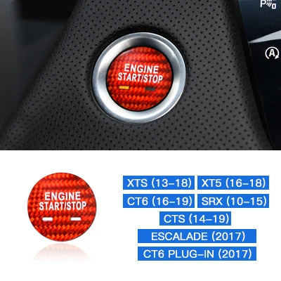 Red Carbon Fiber Airspeed для Cadillac XTS XT5 CT6 SRX CTS ESCALADE CT6 подключаемые аксессуары наклейка из углеродного волокна внутренняя кнопка запуска двигателя автомобиля - Название цвета: Red Carbon Fiber