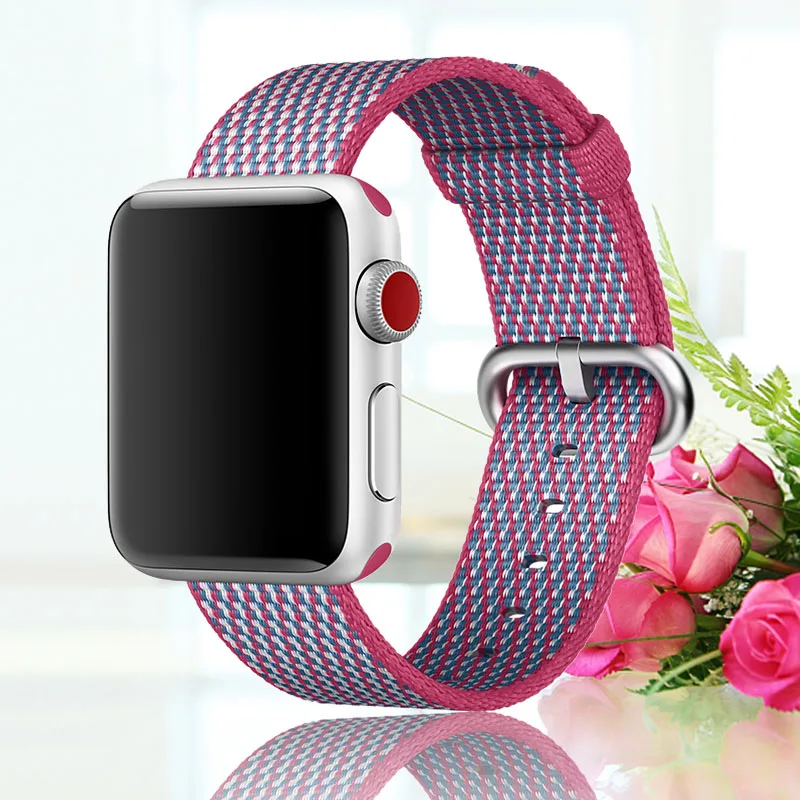 Новая нейлоновая Спортивная петля для apple watch серии 5 4 3 ремешок для iWatch 44 мм 42 мм 38 Красочные легкие дышащие Замена - Цвет ремешка: Berry Check