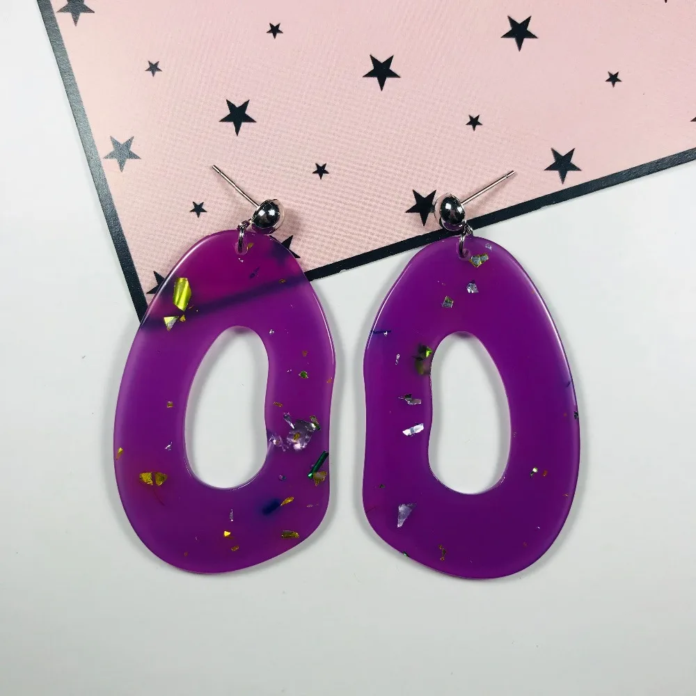 2019 модные блестящие акриловые серьги элегантные фиолетовые Необычные Модные