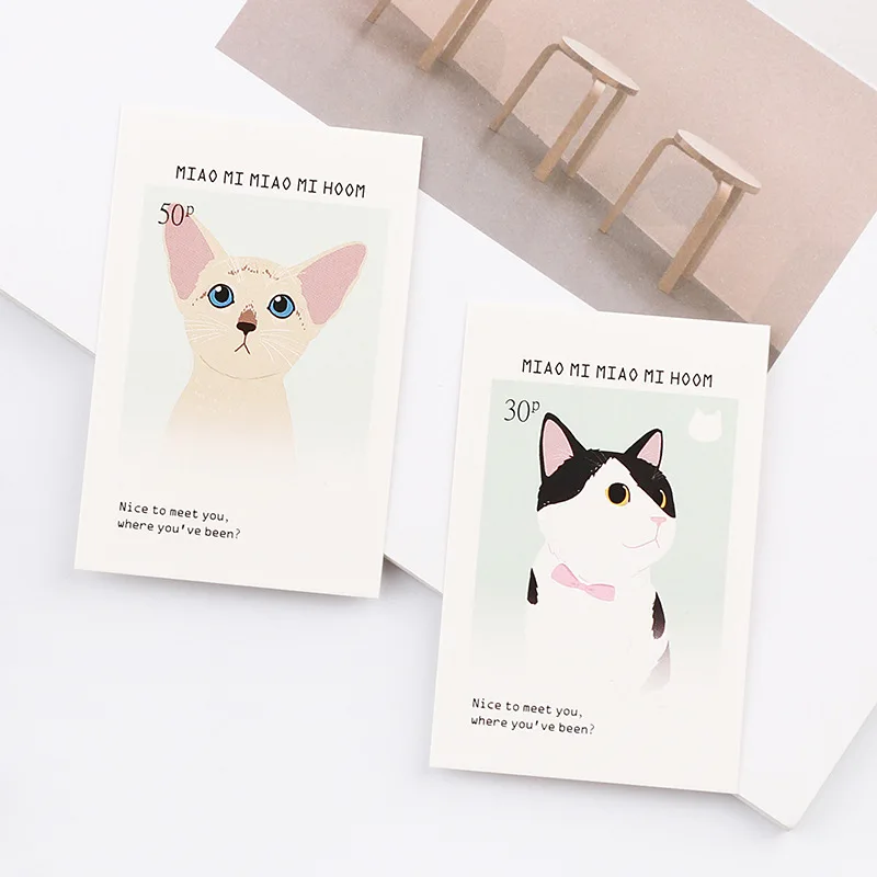 5.2*8cm 54pcs Mini Card cat stamp theme multi-use as Scrapbooking Craft Paper DIY Decoration gift card message | Дом и сад