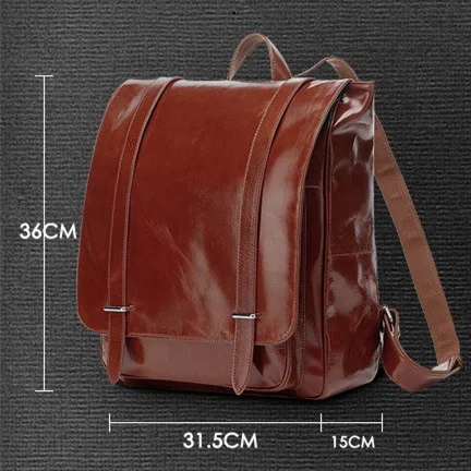 Мужской рюкзак из 100% натуральной кожи винтажный коровьей сумка для путешествий