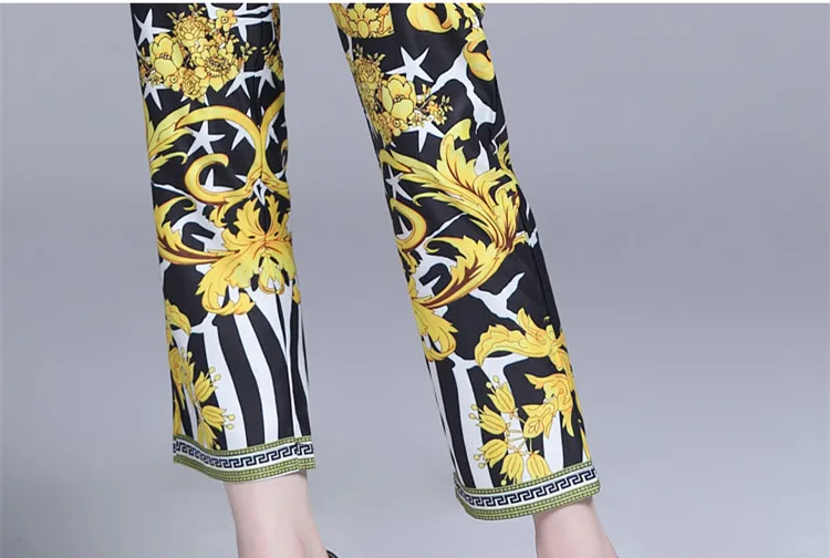 BLLOCUE Runway дизайнерский комплект из 2 предметов, костюм, летний женский винтажный пуловер с принтом, рубашки, топ+ брюки-карандаш длиной до щиколотки, комплекты