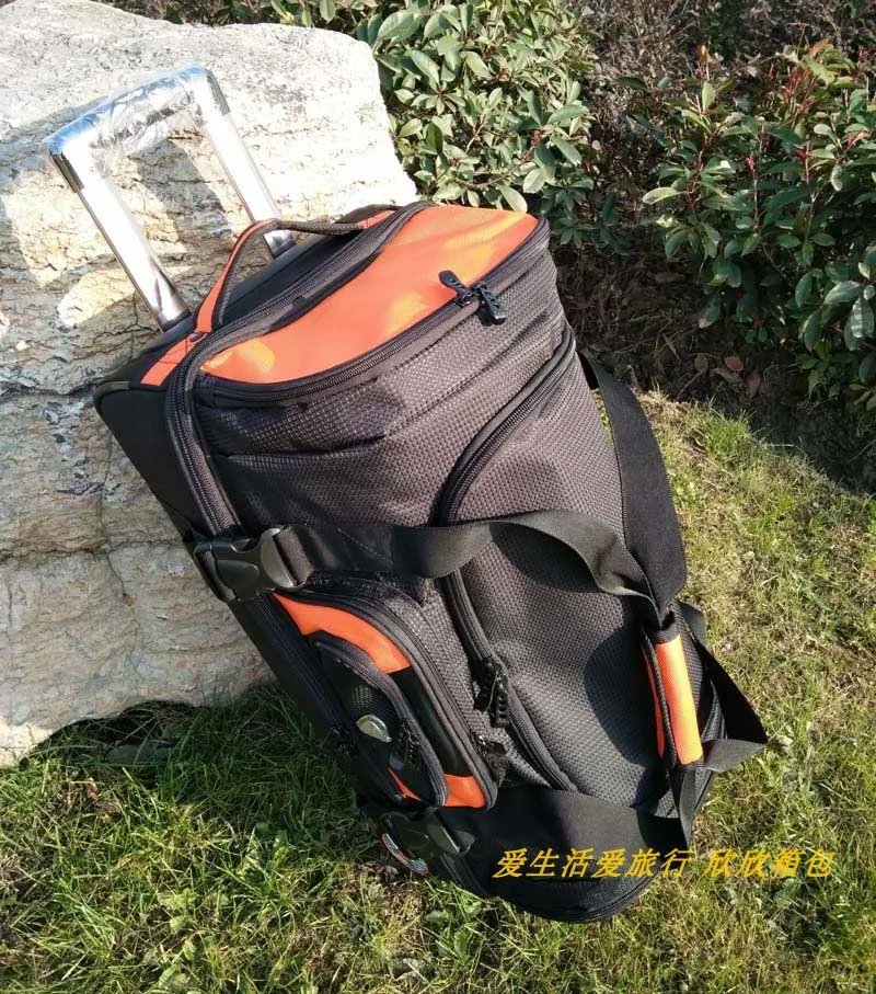 27 inch orange LeTrend, 27/32 дюймов, большой объем, чемодан на колёсиках, Спиннер, многофункциональный, для мужчин, на плечо, чемодан, на колесиках, для женщин, на колесиках, дорожные сумки - Цвет: 27 inch orange