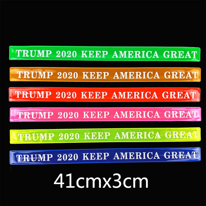

US Re-Election Trump for president 2020 MAGA Make America Great Keep America Great Reflective slap bands armbands bracelets