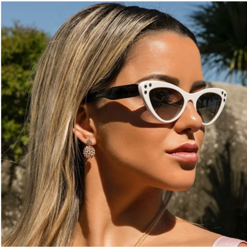 2019 Модные солнцезащитные очки кошачий глаз женские брендовые дизайнерские