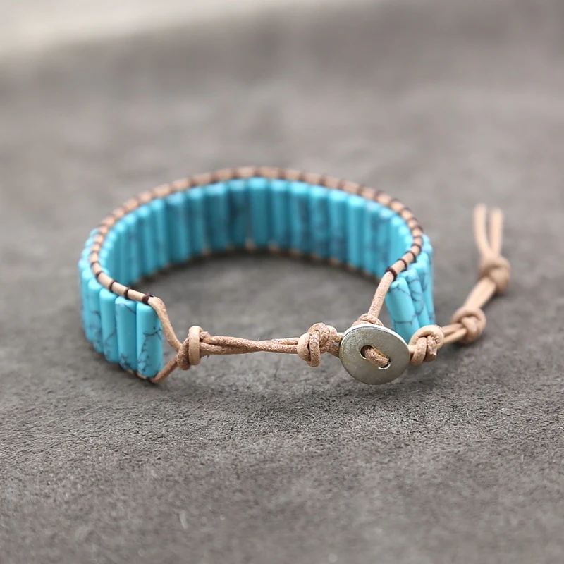 Fashion Cylinder Beads Women's Bracelet Boho Natural Stone Adjustable Bracelets Jewelry | Украшения и аксессуары