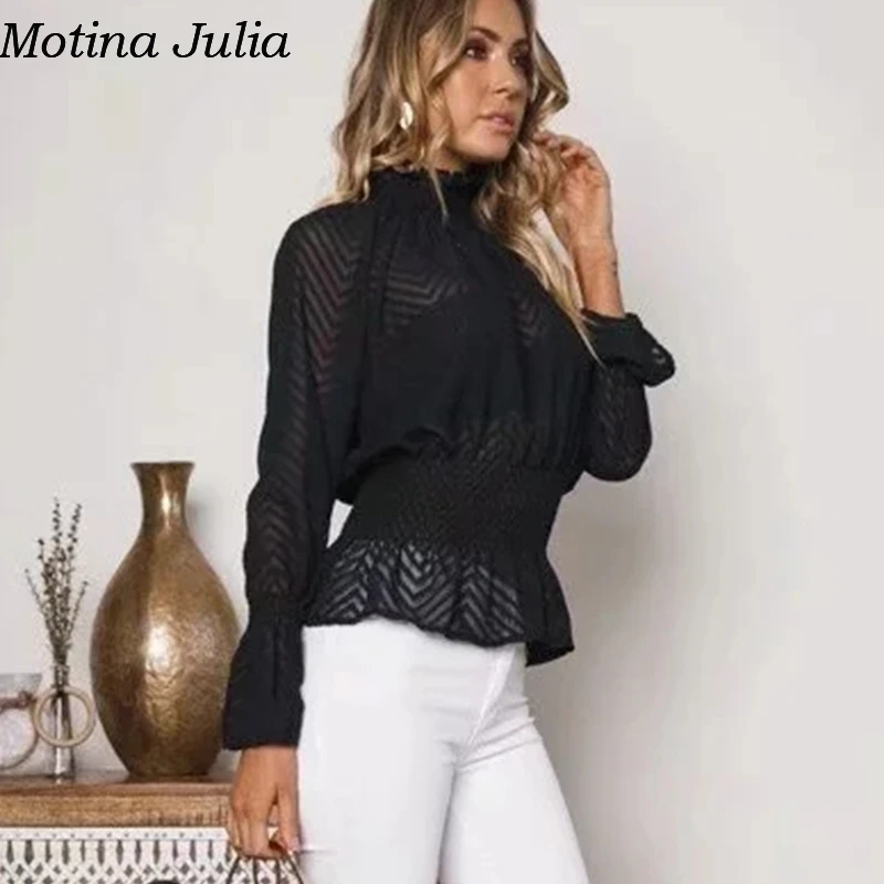 Motina Julia водолазка сексуальная белая блузка Женская Осенняя Повседневная Блузка с