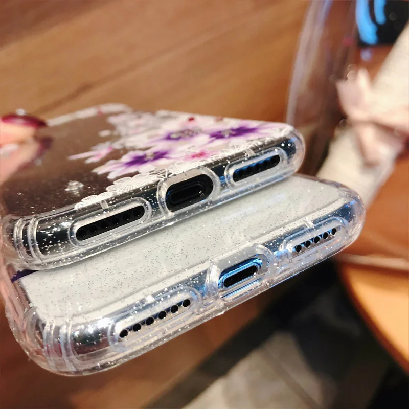 Цветочные лошадь девчачьи блестки Звезда Bling блесток телефонные чехлы для iPhone 6 6s