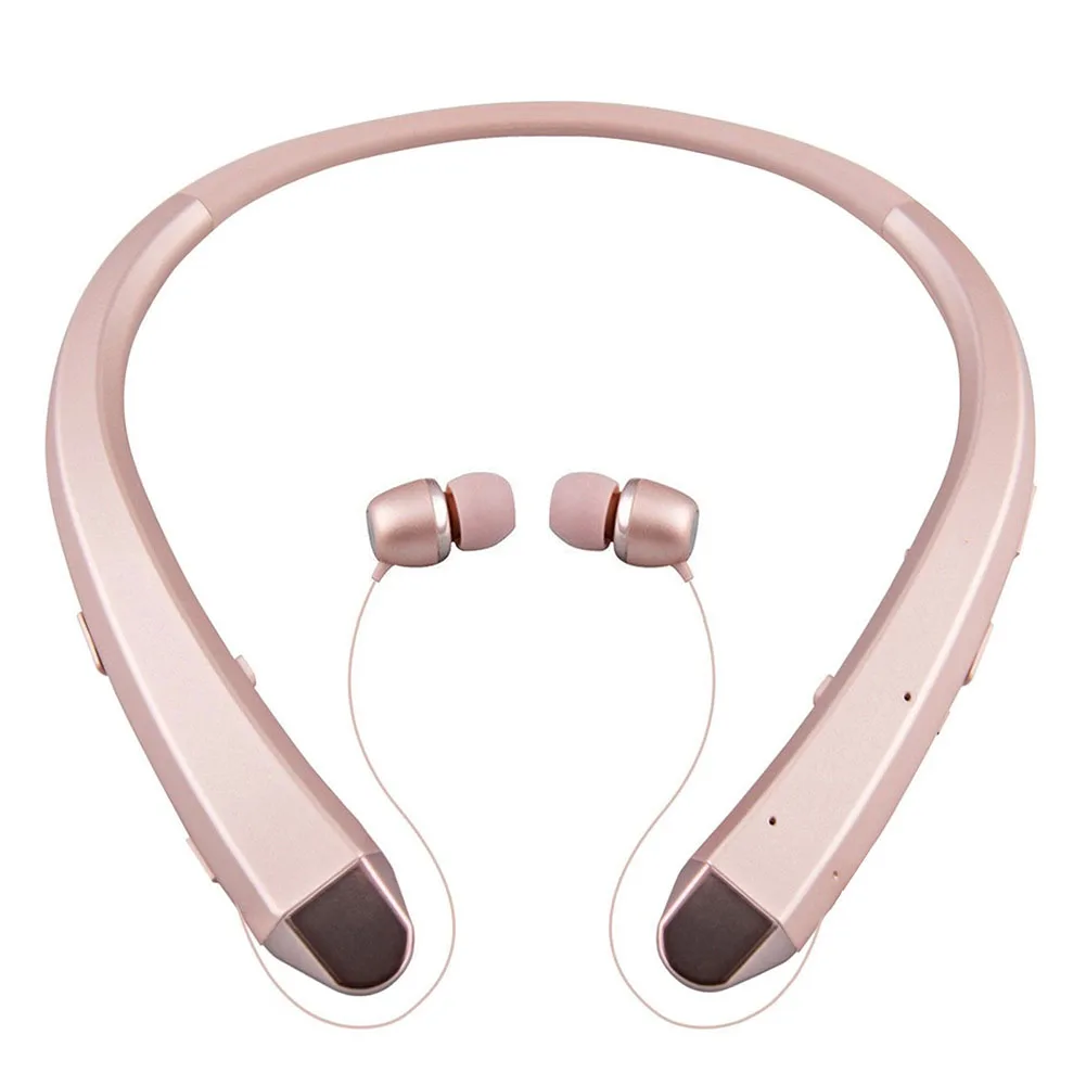 rose gold Беспроводная bluetooth-гарнитура, спортивные наушники, Выдвижной наушник, стерео наушники для iPhone, samsung, LG, JLRJ88 - Цвет: rose gold