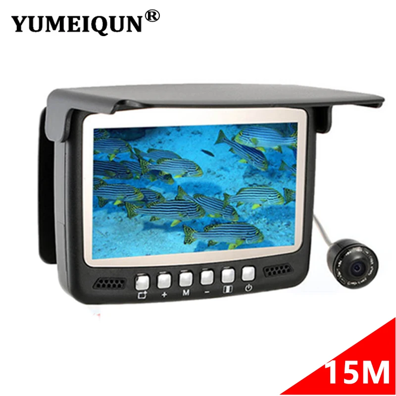 YUMEIQUN 15 м 1000TVL подводная рыболокатор камера видео камера для рыбалки 4," монитор для подледной рыбалки 8 шт. ИК светодиодный ночного видения