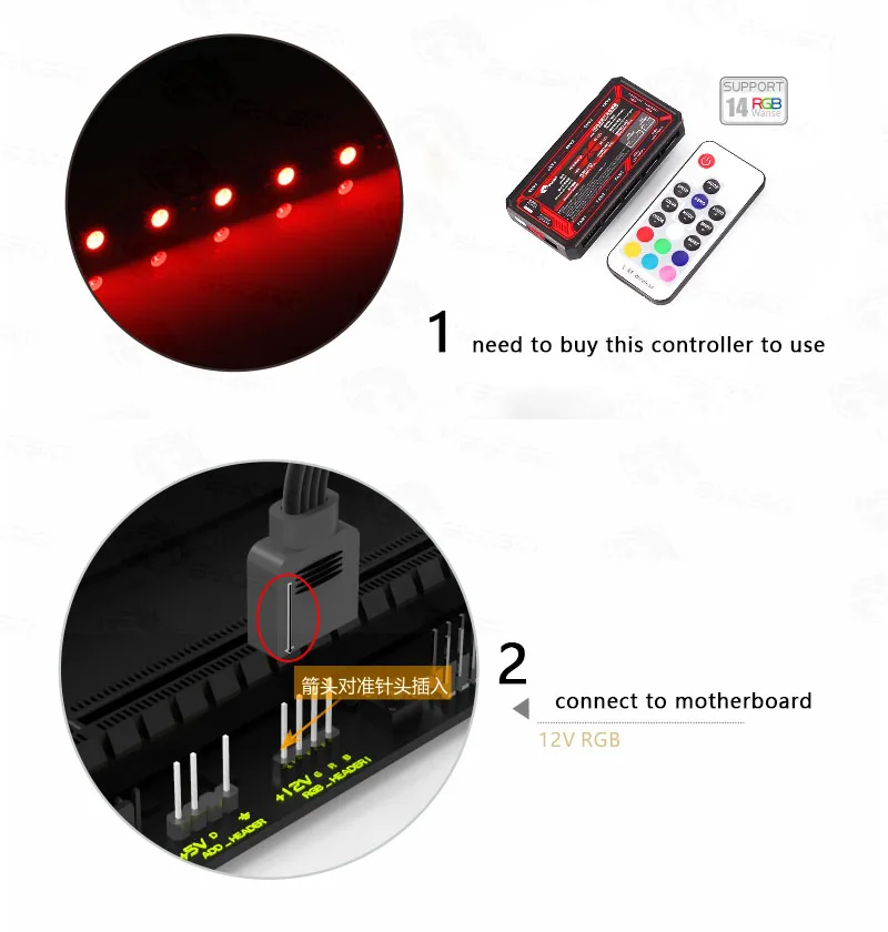 Светодиодная лента Bykski для ЦП GPU Block/12 V 4PIN RGB strip/5 V 3PIN A-RGB светильник/Поддержка AURA SYNC в M/B