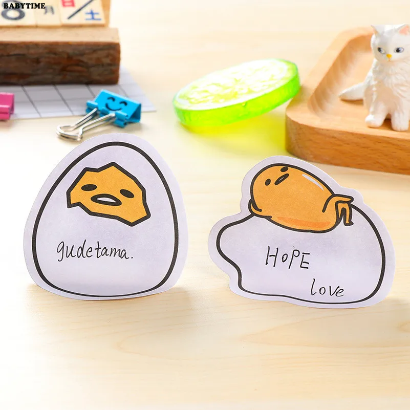2PCS Cute Kawaii Gudetama Lazy Egg Self-Adhesive Memo Pads Sticky Notes Post It Decorative Bookmark School Office Supply | Канцтовары