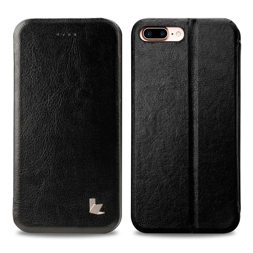 Jisoncase Чехол для iPhone 7 7 Plus флип смарт-чехол из искусственной кожи Магнитный чехол для мобильного телефона s для iPhone 7 Чехол для iPhone 7 Plus - Цвет: Черный