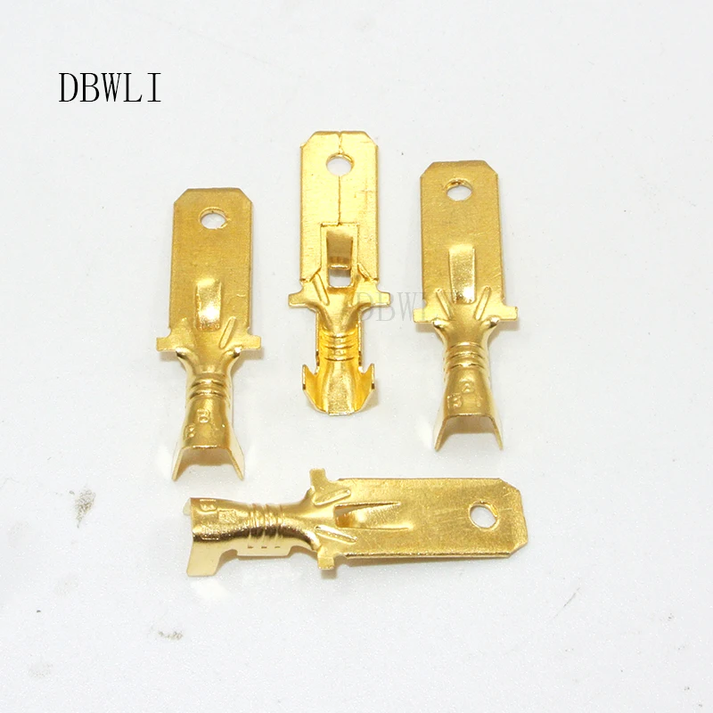 2000pcs Copper 6.3 Crimp Terminal 6.3mm Uninsulated Spring Connector 6.3mm Male Cold Terminal for Car Auto Bike ect