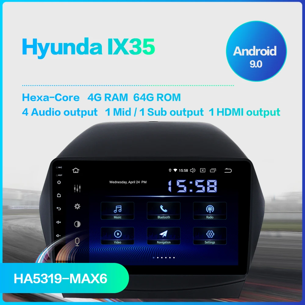 Dasaita " дисплей автомобиля 1 Din радио Android 9,0 для hyundai IX35 2009- USB 64G Ram 1080p видео